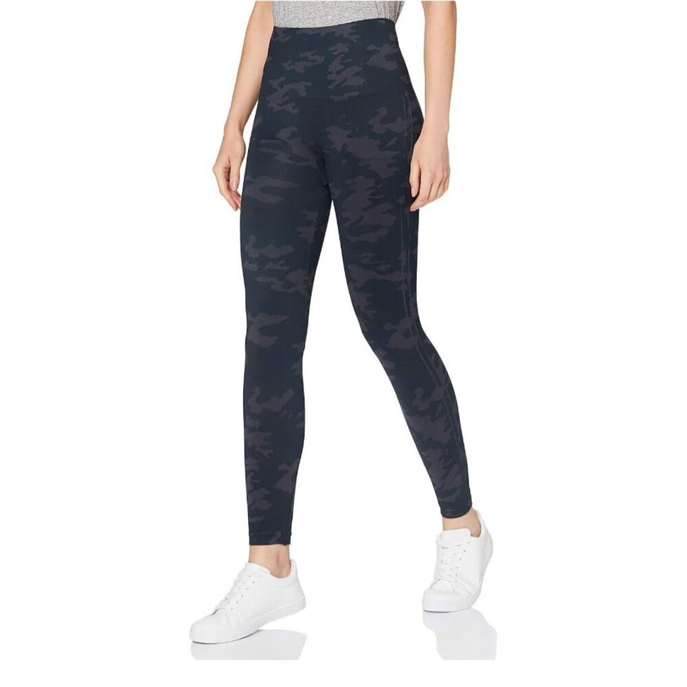 SPANX Women's Leggings Look at Me Now Seamless Black Camo High Waist Size L